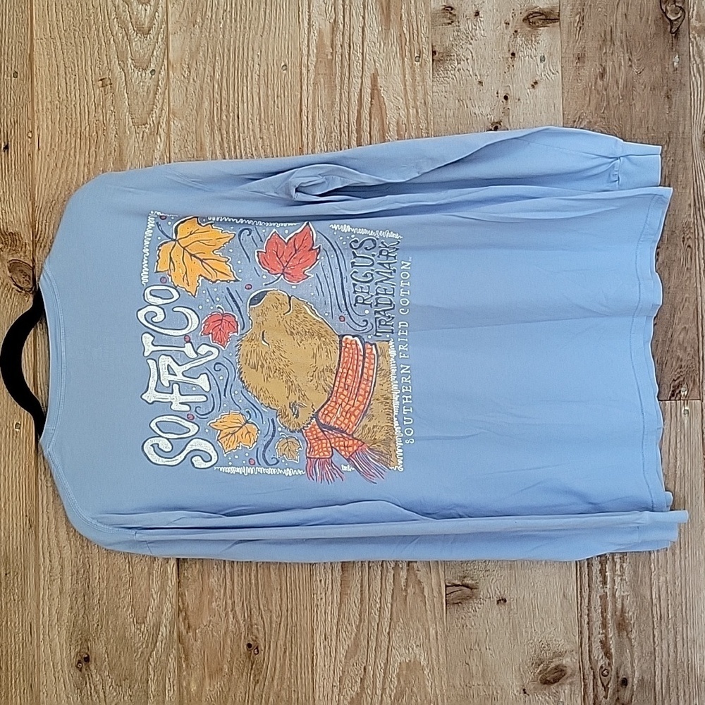 Southern Fried Cotton Size Medium Light Blue Long Sleeve Tee